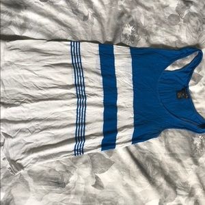 White and blue stripped Rue21 tank top